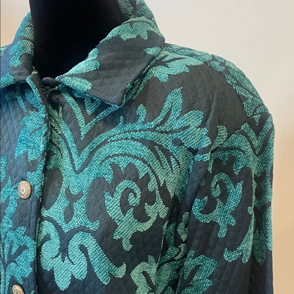 Blue Patterned Button-Up jacket super vintage vib… - image 2